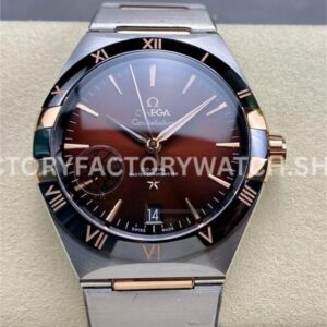 V+ Factory Omega Constellation 131.23.41.21.11.001 41mm Half Rose Gold Black Ceramic Bezel Red Dial (9) V+ Factory Omega Constellation 131.23.41.21.11.001 41mm half rose gold black ceramic bezel red dial replica watch