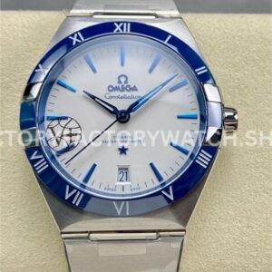 V+ Factory Omega Constellation 131.30.41.21.04.001 41mm Full Steel Blue Ceramic Bezel White Dial (9) V+ Factory Omega Constellation 131.30.41.21.04.001 41mm full steel blue ceramic bezel white dial replica watch