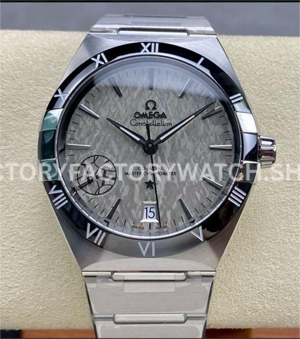 V+ Factory Omega Constellation 131.30.41.21.99.001 41mm full steel black ceramic bezel grey dial replica watch