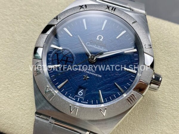 V+ Factory Omega Constellation 131.30.41.21.99.003 41mm Full Steel Silver Titanium Bezel Meteorites Blu ( V+ Factory Omega Constellation 131.30.41.21.99.003 41mm Full Steel Silver Titanium Bezel Meteorites Blue Dial