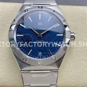 V+ Factory Omega Constellation 131.30.41.21.99.003 41mm Full Steel Silver Titanium Bezel Meteorites Blu ( (8) V+ Factory Omega Constellation 131.30.41.21.99.003 41mm full steel silver titanium bezel meteorites blue dial replica watch
