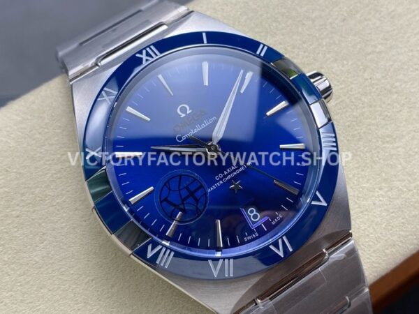 V+ Factory Omega Constellation 131.33.41.21.03.001 41mm Full Steel Blue Ceramic Bezel Blue Dial
