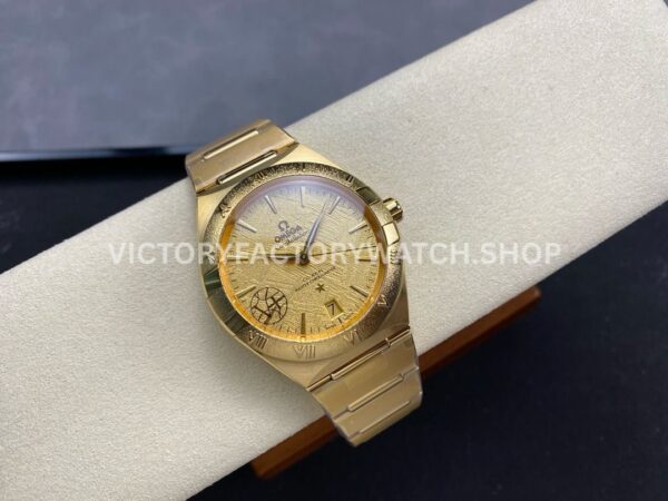 V+ Factory Omega Constellation 131.50.41.21.99.001 41mm Full Yellow Gold Ceramic Bezel Champagne Dial