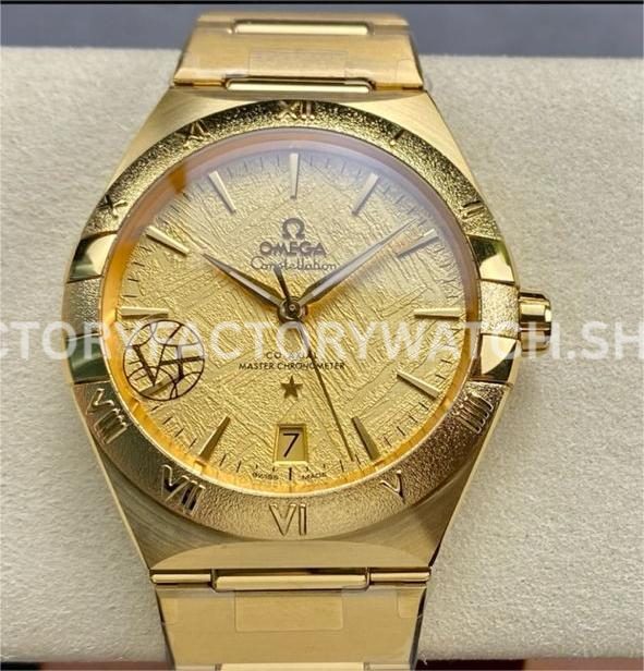 V+ Factory Omega Constellation 131.50.41.21.99.001 41mm full yellow gold ceramic bezel champagne dial replica watch