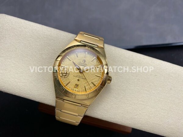 V+ Factory Omega Constellation 131.50.41.21.99.001 41mm Full Yellow Gold Ceramic Bezel Champagne Dial