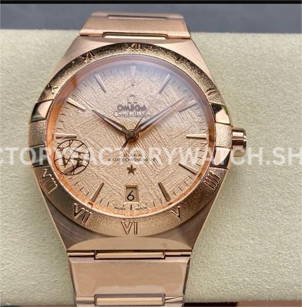 V+ Factory Omega Constellation 131.50.41.21.99.002 41mm full rose gold ceramic bezel champagne dial replica watch