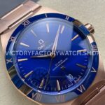 V+ Factory Omega Constellation 131.63.41.21.03.001 41mm Full Rose Gold Blue Ceramic Bezel Blue Dial