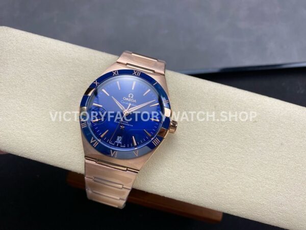 V+ Factory Omega Constellation 131.63.41.21.03.001 41mm Full Rose Gold Blue Ceramic Bezel Blue Dial