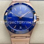 V+ Factory Omega Constellation 131.63.41.21.03.001 41mm full rose gold blue ceramic bezel blue dial replica watch