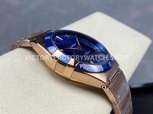 V+ Factory Omega Constellation 131.63.41.21.03.001 41mm Full Rose Gold Blue Ceramic Bezel Blue Dial