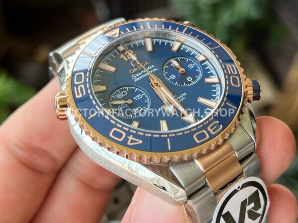 VR Factory Omega Seamaster Planet Ocean Chronograph 215.20.46.51.03.001 45.5mm Half Rose Gold Blue Dial