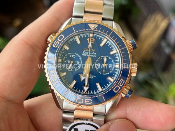 VR Factory Omega Seamaster Planet Ocean Chronograph 215.20.46.51.03.001 45.5mm Half Rose Gold Blue Dial