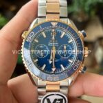 VR Factory Omega Seamaster Planet Ocean Chronograph 215.20.46.51.03.001 45.5mm half rose gold blue dial replica watch