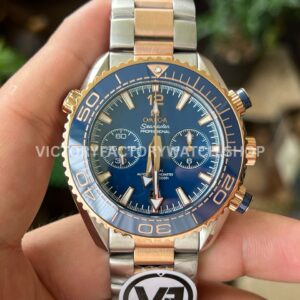 VR Factory Omega Seamaster Planet Ocean Chronograph 215.20.46.51.03.00 (5) VR Factory Omega Seamaster Planet Ocean Chronograph 215.20.46.51.03.001 45.5mm half rose gold blue dial replica watch
