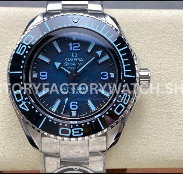 VR Factory Omega Seamaster Ultra Deep 6000M 215.30.46.21.03.002 45mm Arabic numerals Planet Ocean blue dial replica watch