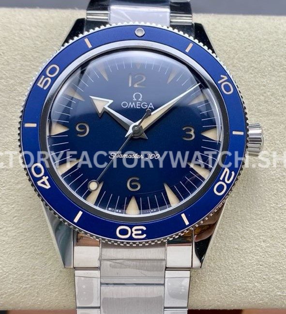 VS Factory Omega Seamaster 300 234.30.41.21.03.001 41mm full steel Arabic numerals blue dial replica watch