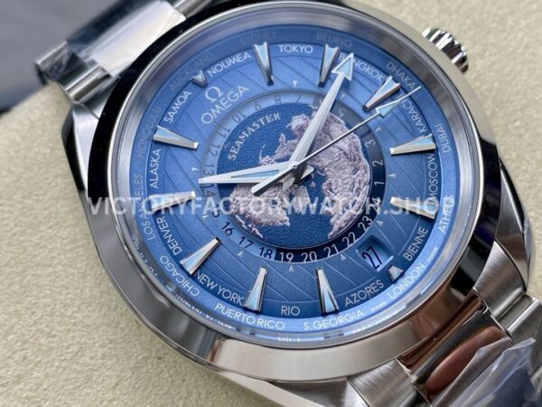 VS Factory Omega Seamaster Aqua Terra Worldtimer 220.10.43.22.03.001 43mm Full Steel Blue Dial