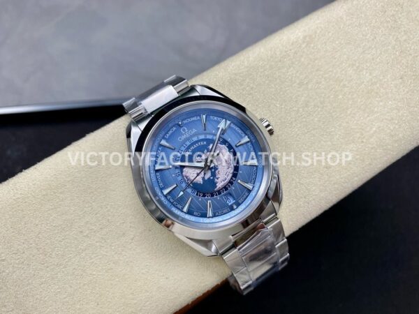 VS Factory Omega Seamaster Aqua Terra Worldtimer 220.10.43.22.03.001 43mm Full Steel Blue Dial