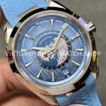 VS Factory Omega Seamaster Aqua Terra Worldtimer Master Chronometer Gmt 220.12.43.22.03.001 43mm Light Rubber Strap Blue Dial