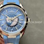 VS Factory Omega Seamaster Aqua Terra Worldtimer Master Chronometer GMT 220.12.43.22.03.001 43mm light rubber strap blue dial replica watch