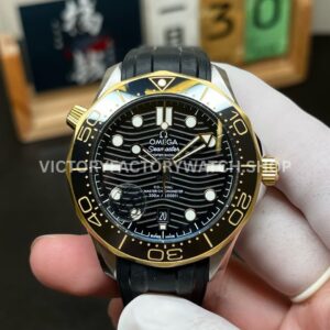VS Factory Omega Seamaster Diver 300M 210.22.42.20.01.001 42mm Half Yellow Gold Rubber Strap Black Dial (4) VS Factory Omega Seamaster Diver 300M 210.22.42.20.01.001 42mm half yellow gold rubber strap black dial replica watch