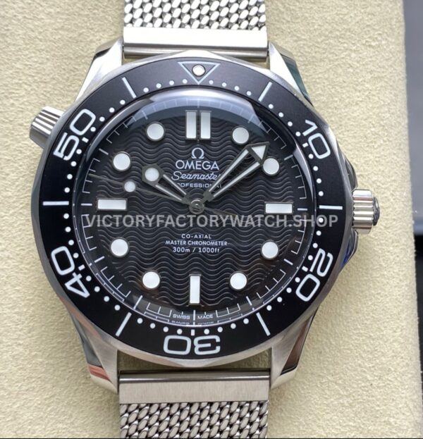 VS Factory Omega Seamaster Diver 300M 210.30.42.20.01.010 42mm full steel black aluminum bezel black dial replica watch