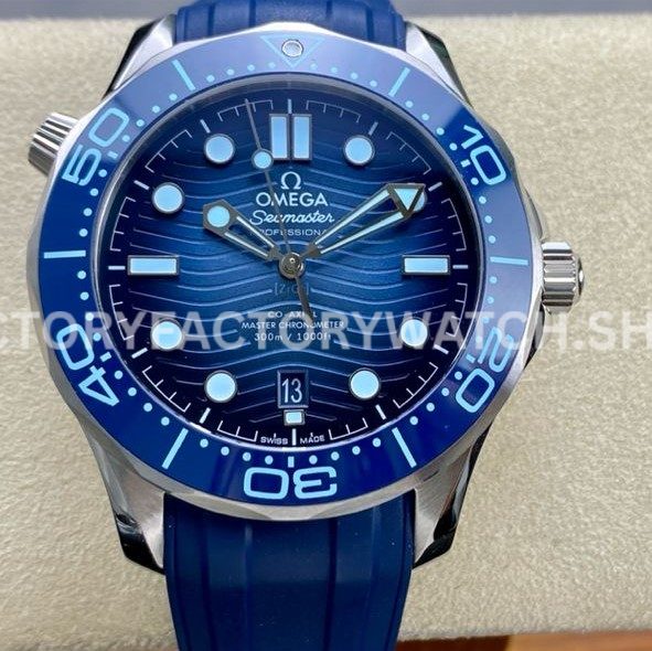 VS Factory Omega Seamaster Diver 300M 210.32.42.20.03.002 42mm steel blue rubber strap light blue dial replica watch