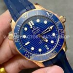 VS Factory Omega Seamaster Diver 300M 210.62.42.20.03.001 42mm Rose Gold Rubber Strap Blue Dial