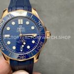 VS Factory Omega Seamaster Diver 300M 210.62.42.20.03.001 42mm rose gold rubber strap blue dial replica watch