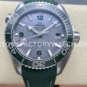 VS Factory Omega Seamaster Planet Ocean 600M 215.32.44.21.06.001 43.5mm green rubber strap grey dial replica watch