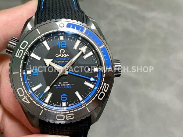 VS Factory Omega Seamaster Planet Ocean 600M 215.92.46.22.01.002 45.5mm blue black ceramic Arabic numerals black dial replica watch