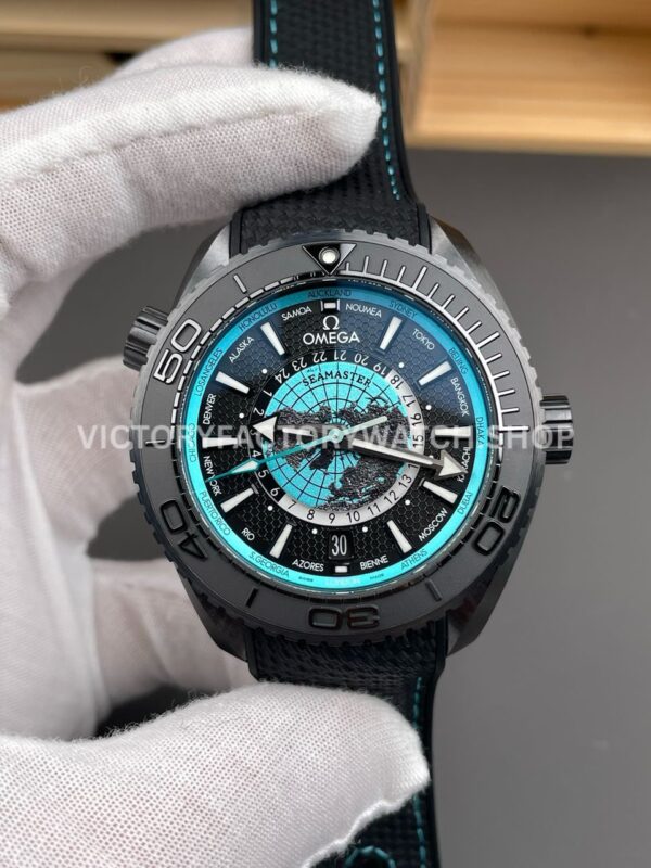 VS Factory Omega Seamaster Planet Ocean Worldtimer 600M 215.92.46.22.01.006 45.5mm Rubber Strap Black Dial