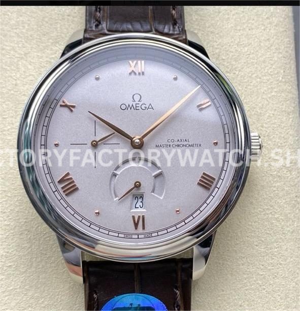YMS Factory Omega De Ville Prestige 434.13.41.21.06.001 41mm Steel Leather Strap Roman Numerals Grey D (7) YMS Factory Omega De Ville Prestige 434.13.41.21.06.001 41mm steel leather strap Roman numerals grey dial replica watch