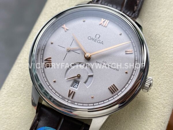 YMS Factory Omega De Ville Prestige 434.13.41.21.06.001 41mm Steel Leather Strap Roman Numerals Grey D (8) YMS Factory Omega De Ville Prestige 434.13.41.21.06.001 41mm Steel Leather Strap Roman Numerals Grey Dial