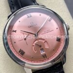 YMS Factory Omega De Ville Prestige 434.13.41.21.10.001 41mm Steel Leather Strap Roman Numerals Pink D (5) YMS Factory Omega De Ville Prestige 434.13.41.21.10.001 41mm Steel Leather Strap Roman Numerals Pink Dial