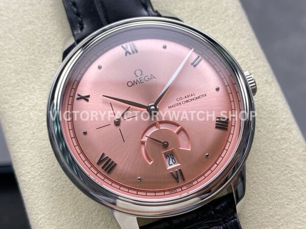 YMS Factory Omega De Ville Prestige 434.13.41.21.10.001 41mm Steel Leather Strap Roman Numerals Pink D (5) YMS Factory Omega De Ville Prestige 434.13.41.21.10.001 41mm Steel Leather Strap Roman Numerals Pink Dial