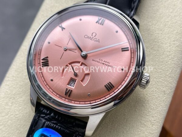 YMS Factory Omega De Ville Prestige 434.13.41.21.10.001 41mm Steel Leather Strap Roman Numerals Pink D (7) YMS Factory Omega De Ville Prestige 434.13.41.21.10.001 41mm Steel Leather Strap Roman Numerals Pink Dial