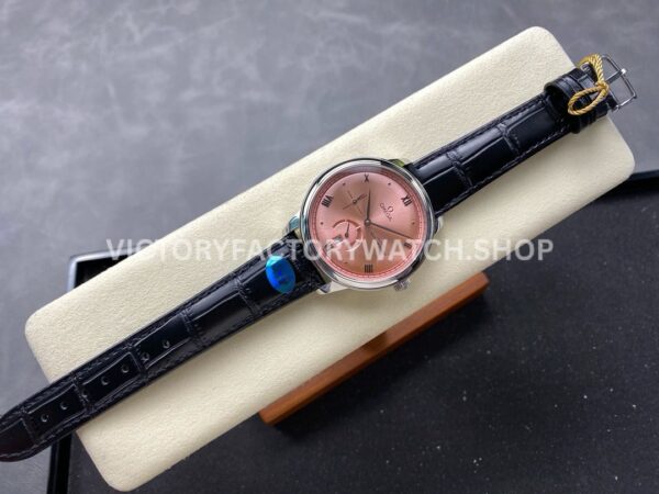 YMS Factory Omega De Ville Prestige 434.13.41.21.10.001 41mm Steel Leather Strap Roman Numerals Pink Dia (1) YMS Factory Omega De Ville Prestige 434.13.41.21.10.001 41mm Steel Leather Strap Roman Numerals Pink Dial