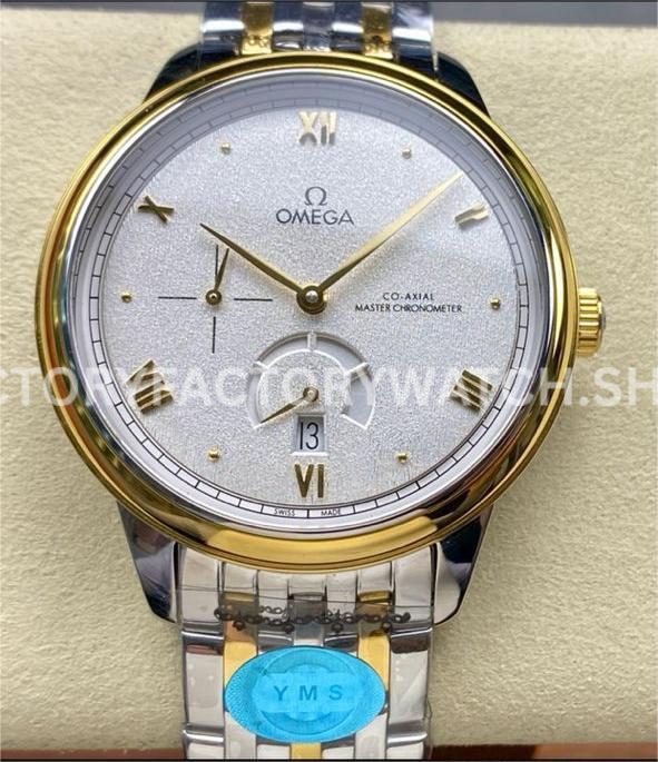 YMS Factory Omega De Ville Prestige 434.20.41.21.02.001 41mm Yellow GoldSteel Roman Numerals Silver Dia (9) YMS Factory Omega De Ville Prestige 434.20.41.21.02.001 41mm yellow gold steel Roman numerals silver dial replica watch