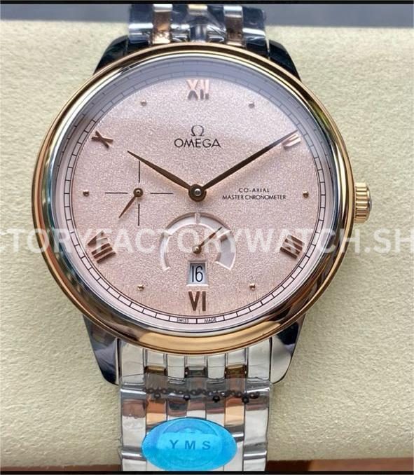 YMS Factory Omega De Ville Prestige 434.20.41.21.09.001 41mm Yellow GoldSteel Roman Numerals Champag (7) YMS Factory Omega De Ville Prestige 434.20.41.21.09.001 41mm yellow gold steel Roman numerals champagne dial replica watch