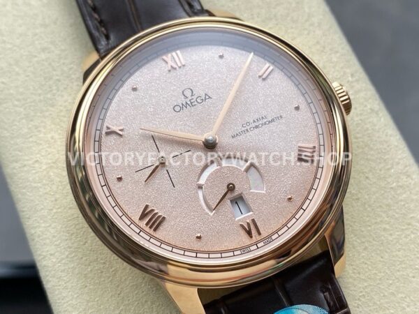 YMS Factory Omega De Ville Prestige 434.23.41.21.09.001 41mm Yellow Gold Leather Strap Roma (3) YMS Factory Omega De Ville Prestige 434.23.41.21.09.001 41mm Yellow Gold Leather Strap Roman Numerals Champagne Dial