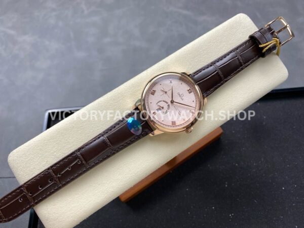 YMS Factory Omega De Ville Prestige 434.23.41.21.09.001 41mm Yellow Gold Leather Strap Roma (4) YMS Factory Omega De Ville Prestige 434.23.41.21.09.001 41mm Yellow Gold Leather Strap Roman Numerals Champagne Dial