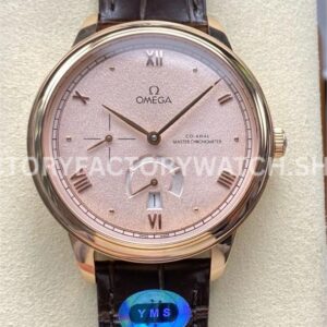 YMS Factory Omega De Ville Prestige 434.23.41.21.09.001 41mm Yellow Gold Leather Strap Roma (7) YMS Factory Omega De Ville Prestige 434.23.41.21.09.001 41mm yellow gold leather strap Roman numerals champagne dial replica watch