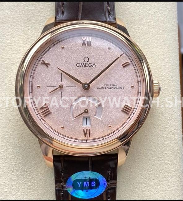YMS Factory Omega De Ville Prestige 434.23.41.21.09.001 41mm Yellow Gold Leather Strap Roma (7) YMS Factory Omega De Ville Prestige 434.23.41.21.09.001 41mm yellow gold leather strap Roman numerals champagne dial replica watch