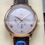 YMS Factory Omega De Ville Prestige 434.53.41.21.02.001 41mm Yellow Gold Leather Strap Roman N (8) YMS Factory Omega De Ville Prestige 434.53.41.21.02.001 41mm yellow gold leather strap Roman numerals silver dial replica watch