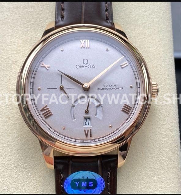 YMS Factory Omega De Ville Prestige 434.53.41.21.02.001 41mm Yellow Gold Leather Strap Roman N (8) YMS Factory Omega De Ville Prestige 434.53.41.21.02.001 41mm yellow gold leather strap Roman numerals silver dial replica watch