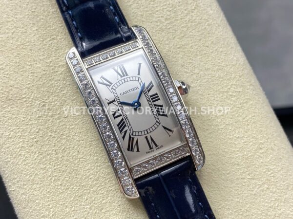 8848 Factory Cartier Tank Américaine 19mm Diamond Bezel Roman Numerals Silver Dial (3) 8848 Factory Cartier Tank Américaine 19mm Diamond Bezel Roman Numerals Silver Dial