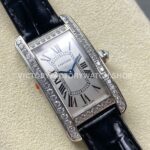 8848 Factory Cartier Tank Américaine 19mm Leather Strap Diamond Bezel Roman Numerals Silver Dial (3) 8848 Factory Cartier Tank Américaine 19mm Leather Strap Diamond Bezel Roman Numerals Silver Dial