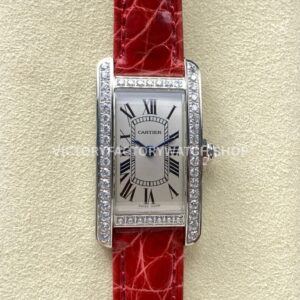 8848 Factory Cartier Tank Américaine 19mm Roman Numerals Silver Dial (10) 8848 Factory Cartier Tank Américaine 19mm red leather diamond bezel silver dial