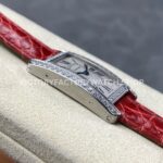 8848 Factory Cartier Tank Américaine 19mm Roman Numerals Silver Dial (4) 8848 Factory Cartier Tank Américaine 19mm Red Leather Strap Diamond Bezel Roman Numerals Silver Dial